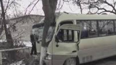 İçi dolu sərnişin avtobusu ağaca çırpıldı: yaralılar var